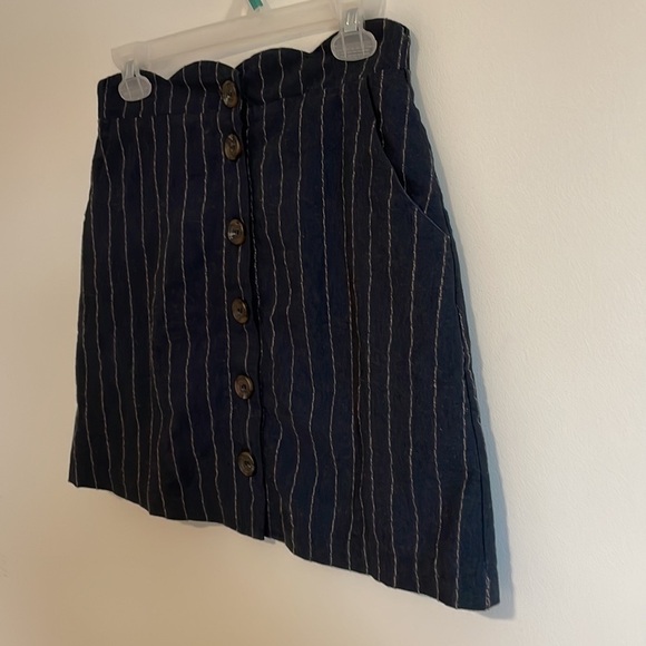 Preppy Minimalist Skirt Scallop Pinstripe Mini BluPepper SM Navy Blue Career - Picture 10 of 14